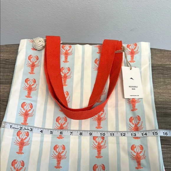 Striped Lobster 🦞 Canvas Tote Bag with Bag Charm ♻️ - Picture 7 of 9